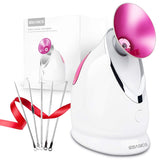 Facial Steamer-Nano Ionic Face Steamer for Home Facial, Unclogs Pores, Warm Mist Humidifier Atomizer, Humidifier Moisturizing Face Spa Steamer, Bonus Stainless Steel Skin Kit